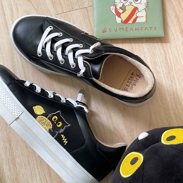 Paidalx黃阿瑪Socles與檸檬電繡免綁帶厚底休閒鞋不彎腰鞋-SOSO黑