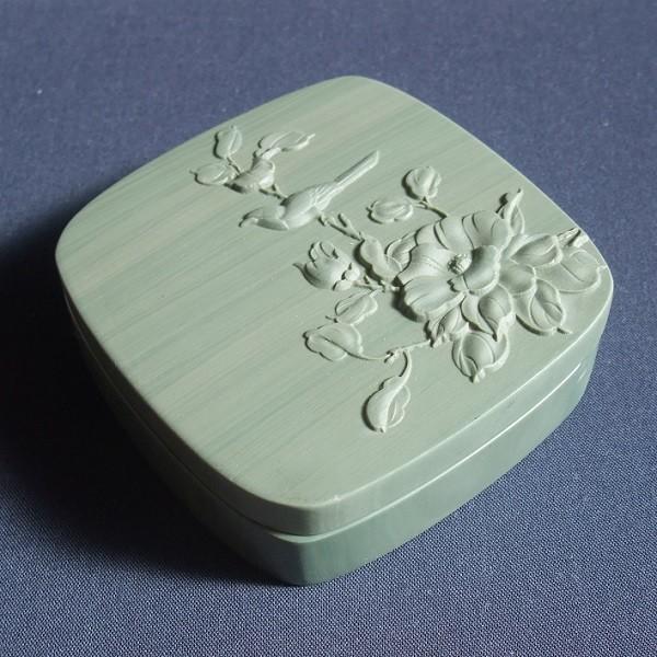 硯 松花江緑石硯 4吋 98×98×32mm すずり