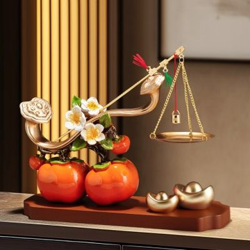 【匠俱】柿子擺件 柿柿稱心如意 客廳玄關裝飾品 電視櫃酒櫃擺飾 喬遷新居禮物 柿子寓意 稱心如意