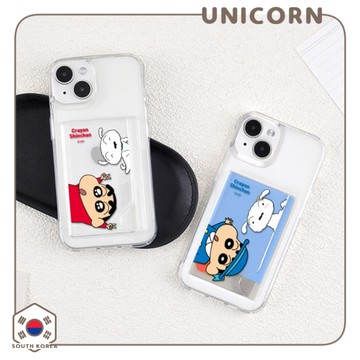 韓國正版KR｜小新小白好朋友 iPhone插卡透明保護殼 插卡殼 透明殼 防摔殼 手機殼 Unicorn