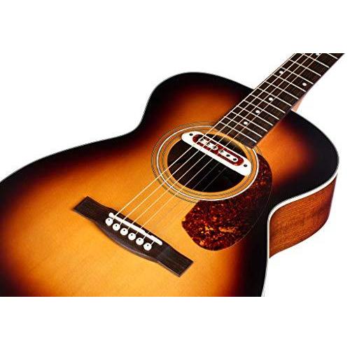 Guild Guitars M-240E Troubadour Acoustic Guitar, Vintage Sunburst, Archback Solid Top Concert, Westerly Collection