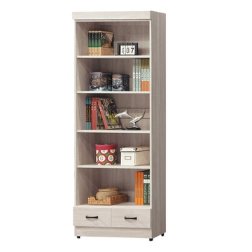 文創集 美佳2.7尺二抽開放式高書櫃-79.5x32x184.5cm免組