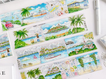 仲夏潮汐 PET紙膠帶 貝殼光 5米卷