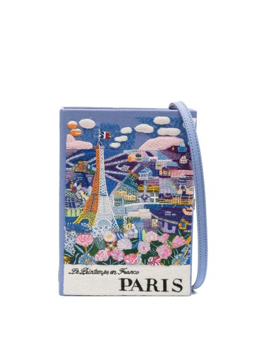 Olympia Le-Tan - Bintemps in France book clutch bag - women - stainless steel/Cotton - One Size - Blue