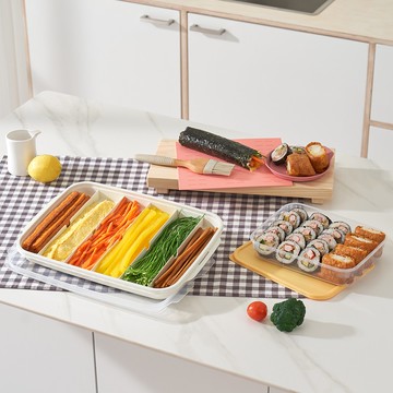EASY&FREE 飯捲用食材收納保鮮盒組 保鮮盒 + 壽司捲簾 + 盤子  1組  1入