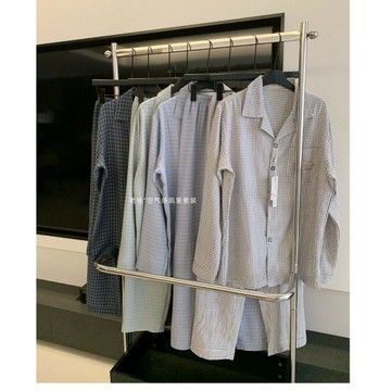 KALUANNIAO空氣感肌裏套裝031#長袖長褲格紋男士家居服兩件套睡衣鑫弘-衣錦男裝