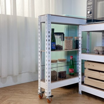 空間特工雪皓白縫隙櫃-75cm款台灣製造置物手推車 收納推車 廚房收納架