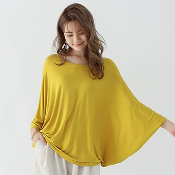 Yukié - 莫代爾3D剪裁瘦瘦蝙蝠袖上衣-黃色 (F)