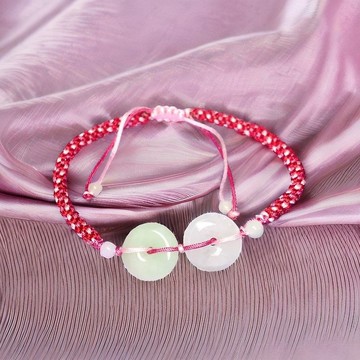 【願‧平安】冰種雙色平安扣編織手鍊 | 天然緬甸翡翠A貨 | 送禮