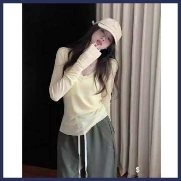 WYZ慵懶風薄款罩衫休閒V領長袖T恤女夏小衆寬鬆顯瘦防曬上衣
