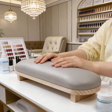 俄式簡約風美甲高手枕套裝手枕墊桌墊原木皮質防污美甲店專用工具