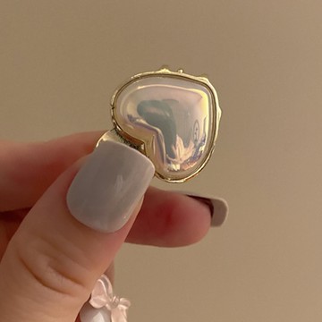 氣質珍珠小爪夾-愛心-白+金