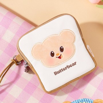 天藍小舖-黃油小熊吐司造型收納零錢包-單1款-$199【A11115399】
