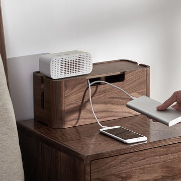 初心木質電線收納盒電視線桌面整理路由器機頂盒插座電源線集線器 pb6161