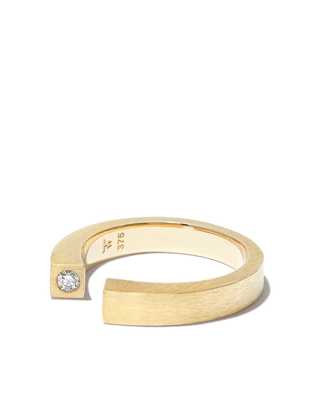 Tom Wood - crystal-embellished cut-out ring - men - Gold Plated Sterling Silver/Diamond - 58