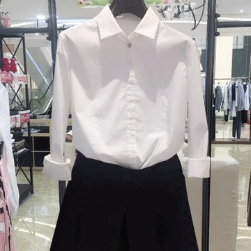 正品哥家女裝2025春秋季新款百搭翻領寬松職業白色長袖襯衫女上衣