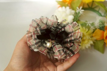 A1-大鯊魚夾(L)- 鯊魚夾髮夾抓夾盤髮夾類 格紋雪紗