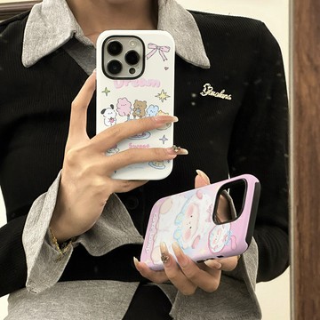 ins派對熊適用蘋果15promax手機套可愛iphone14菲林13二閤一16女
