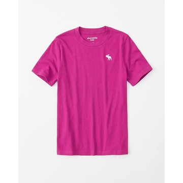 麋鹿 AF A&F 經典麋鹿標誌素面短袖T恤(青年款)-粉色