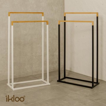 IKLOO_無印質感雙桿毛巾架(黑/白 兩色)
