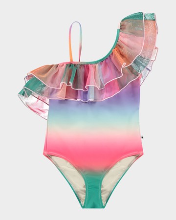 Girl's Nilla Ruffled One-Piece Swimsuit, Size 4-6