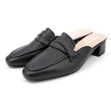 (101玩shoes) MIT個性職場方頭粗跟穆勒鞋-黑39