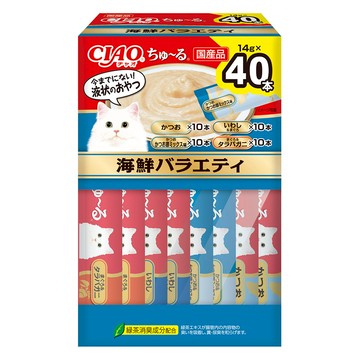 INABA CIAO 啾嚕 肉泥  1袋  鰹魚 + 鰹魚鰹魚綜合 + 沙丁魚&鮪魚 +帝王蟹  560g