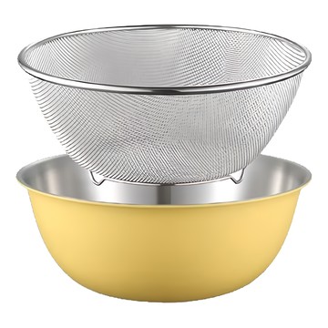 生活采家 韓式網篩料理盆2件組 清洗浸水/沙拉盆/盛物清洗/乾貨泡發  22 x 9.2cm  1組