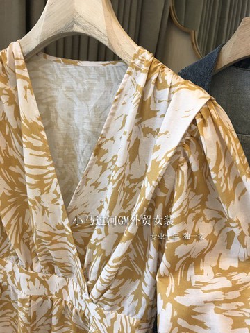 顏值撲面而來~驚喜款！法系復古太陽色抽象印花長/短款連衣裙女夏