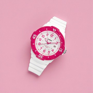 CASIO 卡西歐 / LRW-200H-4B / 潛水風格 迷你運動錶 白色x桃紅色 32mm