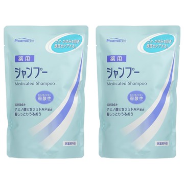 熊野油脂 Pharmaact 弱酸性洗髮精 胺基酸保濕配方 溫和潔淨頭皮 維持髮絲健康光澤  400ml  2入