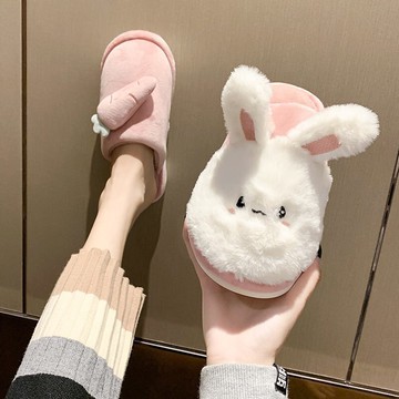 毛絨拖鞋女外穿2021秋冬新款可愛百搭兔子毛毛鞋學生寢室居家棉拖