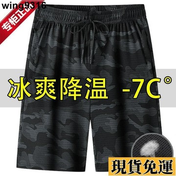 🚚限時低價🚚 短褲男 大尺碼短褲 夏季運動短褲男冰絲網眼透氣 五分褲男士寬鬆大尺碼運動休閒褲大褲衩 ins 簡約 N