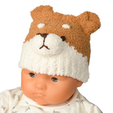 akachan honpo - 毛茸茸針織帽-動物-橘色