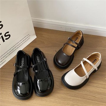 jk百搭棕色圓頭厚底小皮鞋女2025新款春季復古英倫風日系瑪麗珍鞋