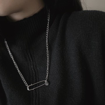 鈦鋼 別針造型毛衣鍊 胎毛項鍊 毛髮紀念