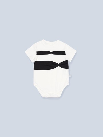 Cotton Short-sleeve Elastic Bodysuit [Beige]