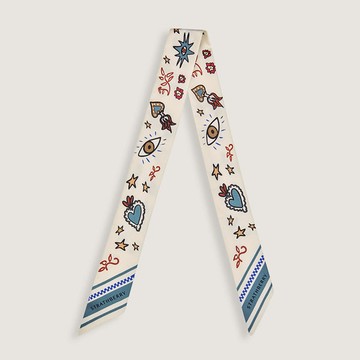 Strathberry - Silk Skinny Scarf - Beige