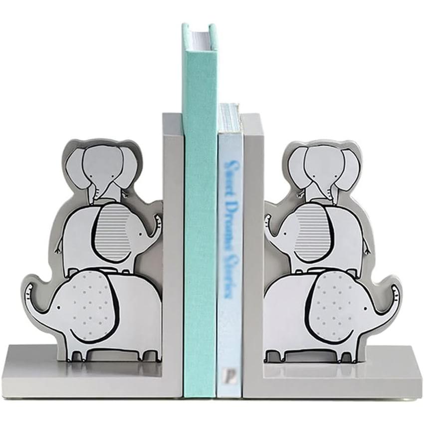 JGATW Book End Bookends Creative Elephant Modeling Bookends Wooden Bookend Reading Book Holder Shelf Home Office Supplies Pcs Set Book Ends Book