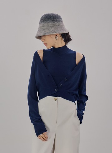 純羊毛V領針織罩衫