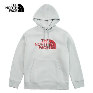 【The North Face 官方旗艦】北面男女款灰色趣味蛇年印花長袖帽T｜8CFVA0M