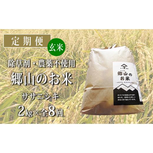 ふるさと納税 秋田県 にかほ市 定期便 2kg×8ヶ月 農薬・除草剤不使用 体に優しい ササニシキ「郷山のお米」