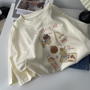 純棉趣味食物印花短袖T恤
