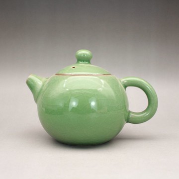 宋瓷龍泉窯梅子青釉茶壺 復古手工茶具瓷器收藏 古玩古董仿古陶瓷