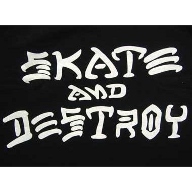 スラッシャー THRASHER SKATE AND DESTROY S S TEE BLACK WHITE GREY