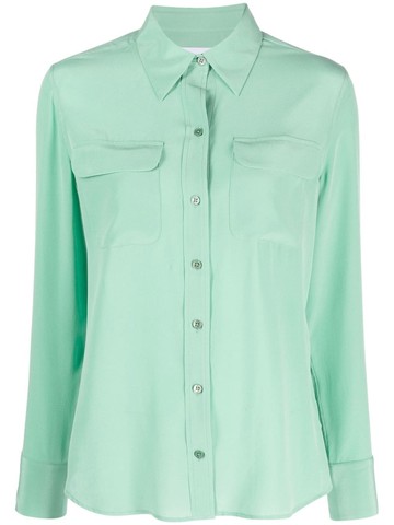 Equipment - long-sleeve silk shirt - women - Silk - M - Green