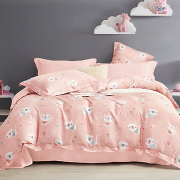 天絲™40支100%萊賽爾纖維 / 四件式兩用被床包組 / 喵咪嘉年華