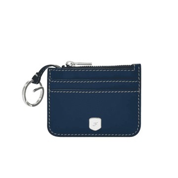【FOSSIL】限時9折↘Lennox 真皮卡片零錢包-藍色 SL10078545