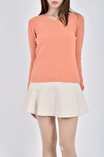 (S) t parts針織V領橘色長袖上衣