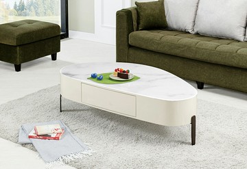 【歐風別館】曲文那單抽玻璃大茶几【基隆至台中免運費】